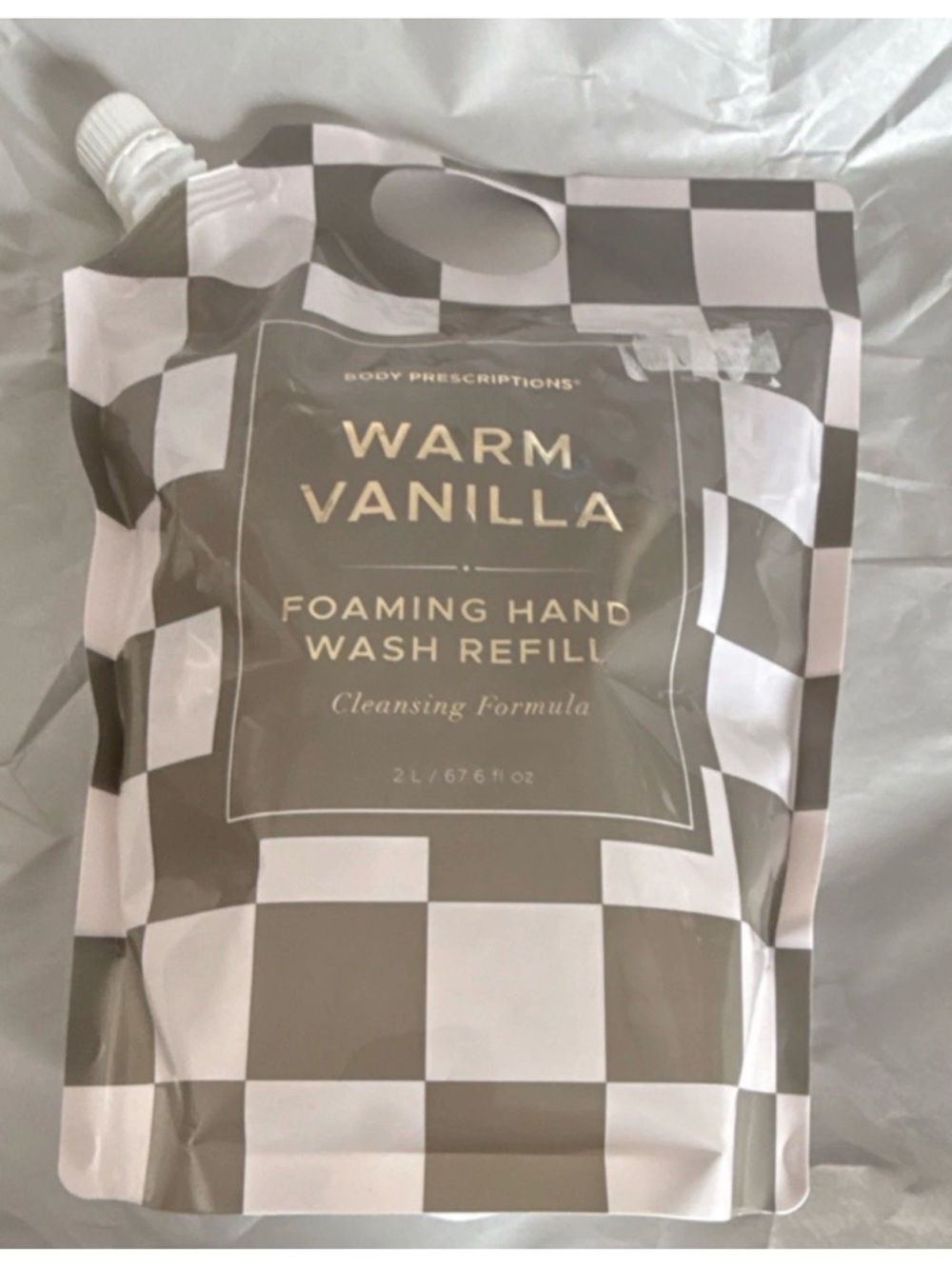 Warm Vanilla Foaming Hand Wash Refill - Neutral Checkered Pouch